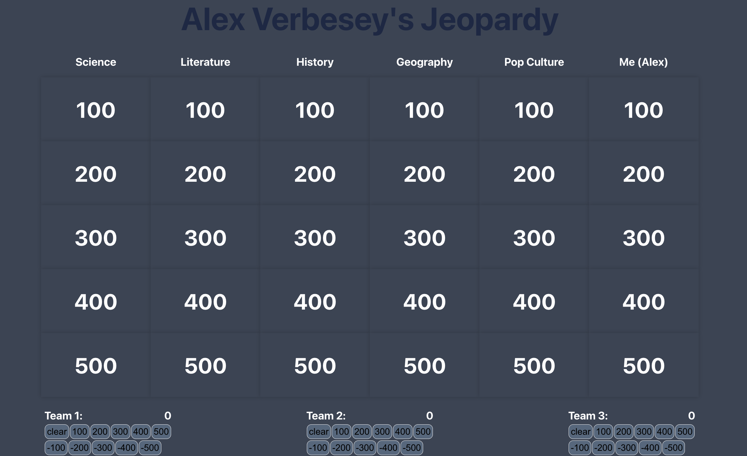 Jeopardy Game Screenshot